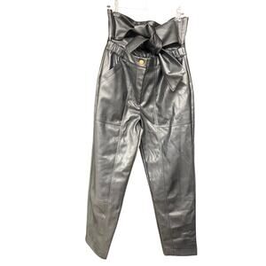 Young Fabulous & Broke Women Black Highwaist Belted Bow Leather Hot Small Pants